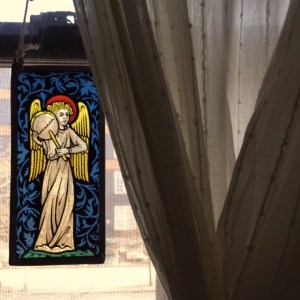 The stained glass angel, which used to be Rachel's grandmother's.